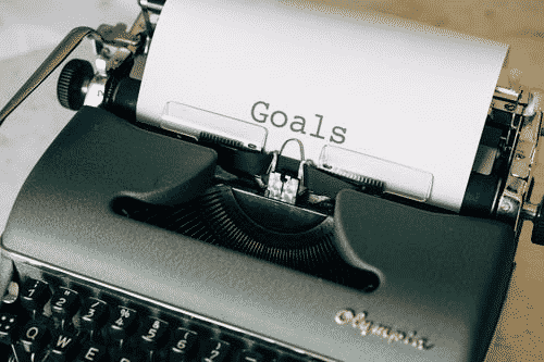 Goals written in a typewriter