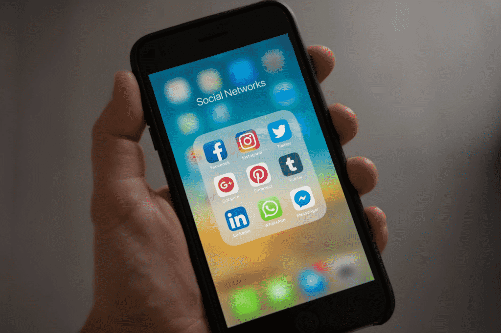 smartphone showing social media apps