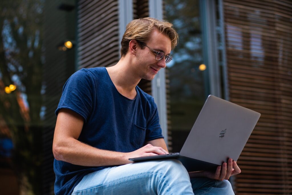 student using a laptop