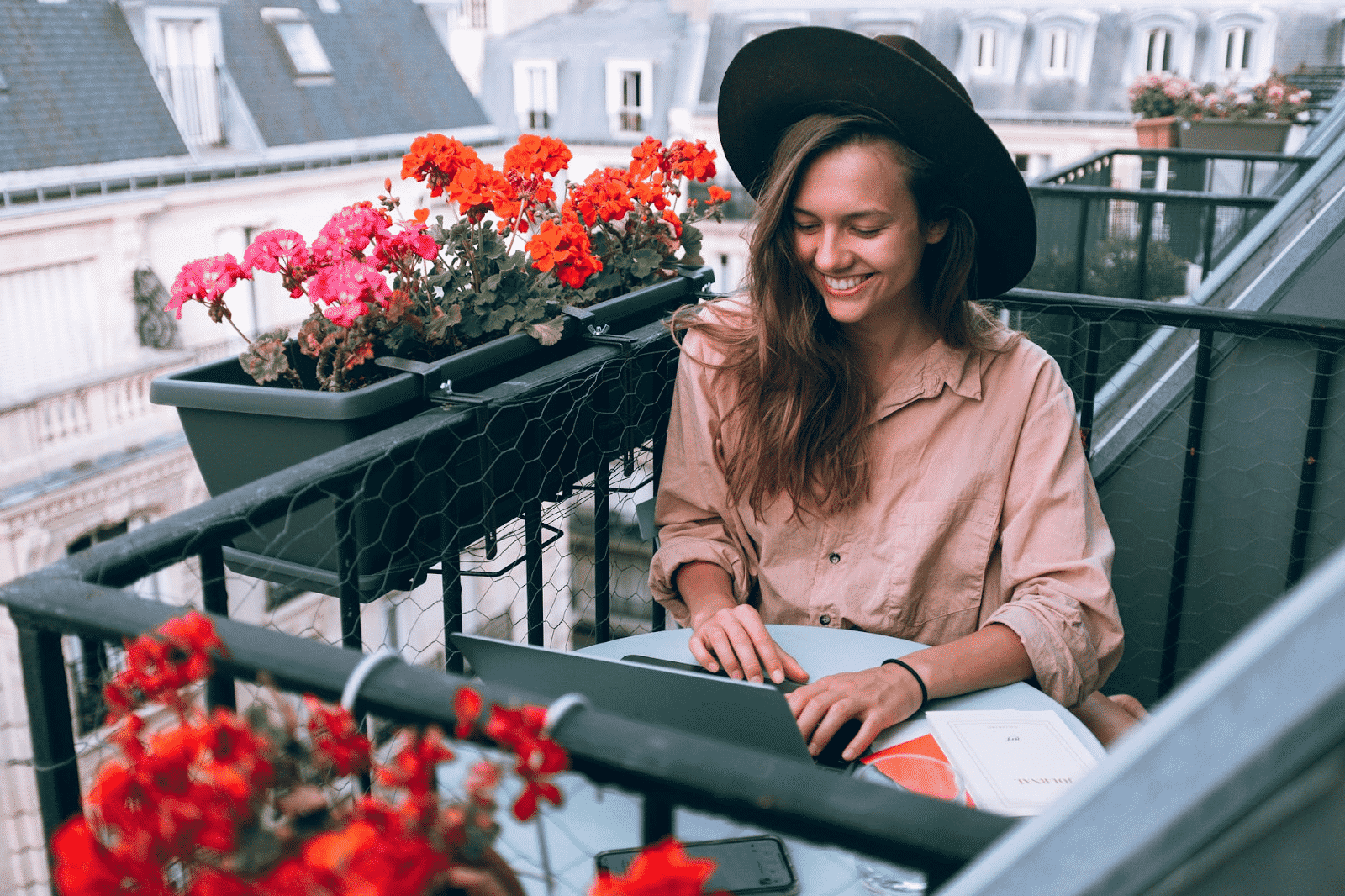 Girl working from home