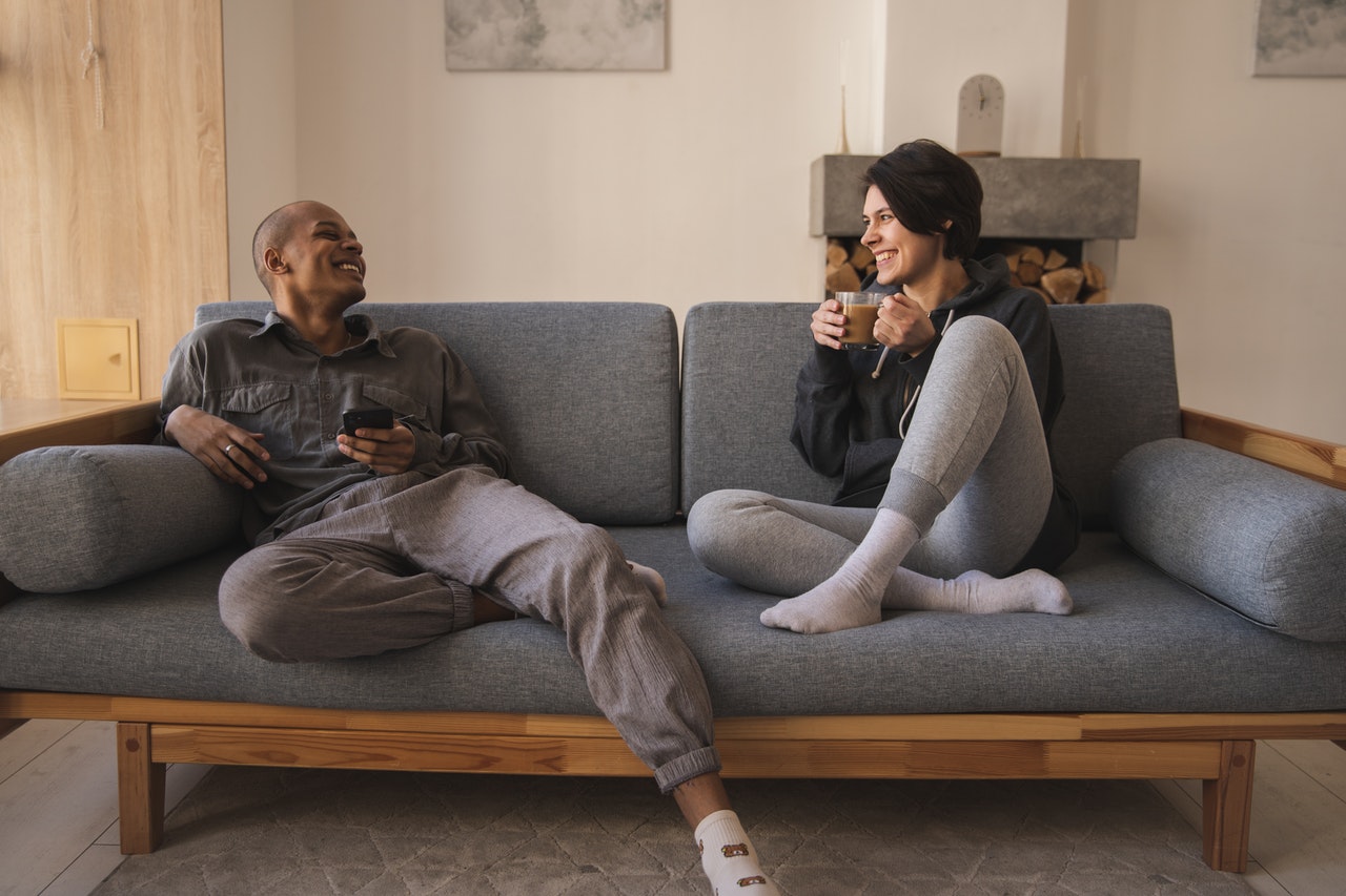 2 students relaxed in their shared apartment 