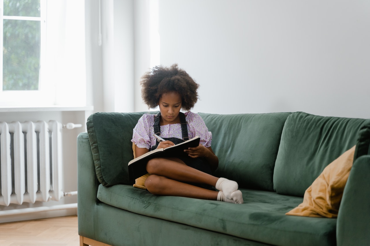 Young student working on a homework assignment